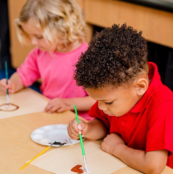 Young students painting at Canterbury