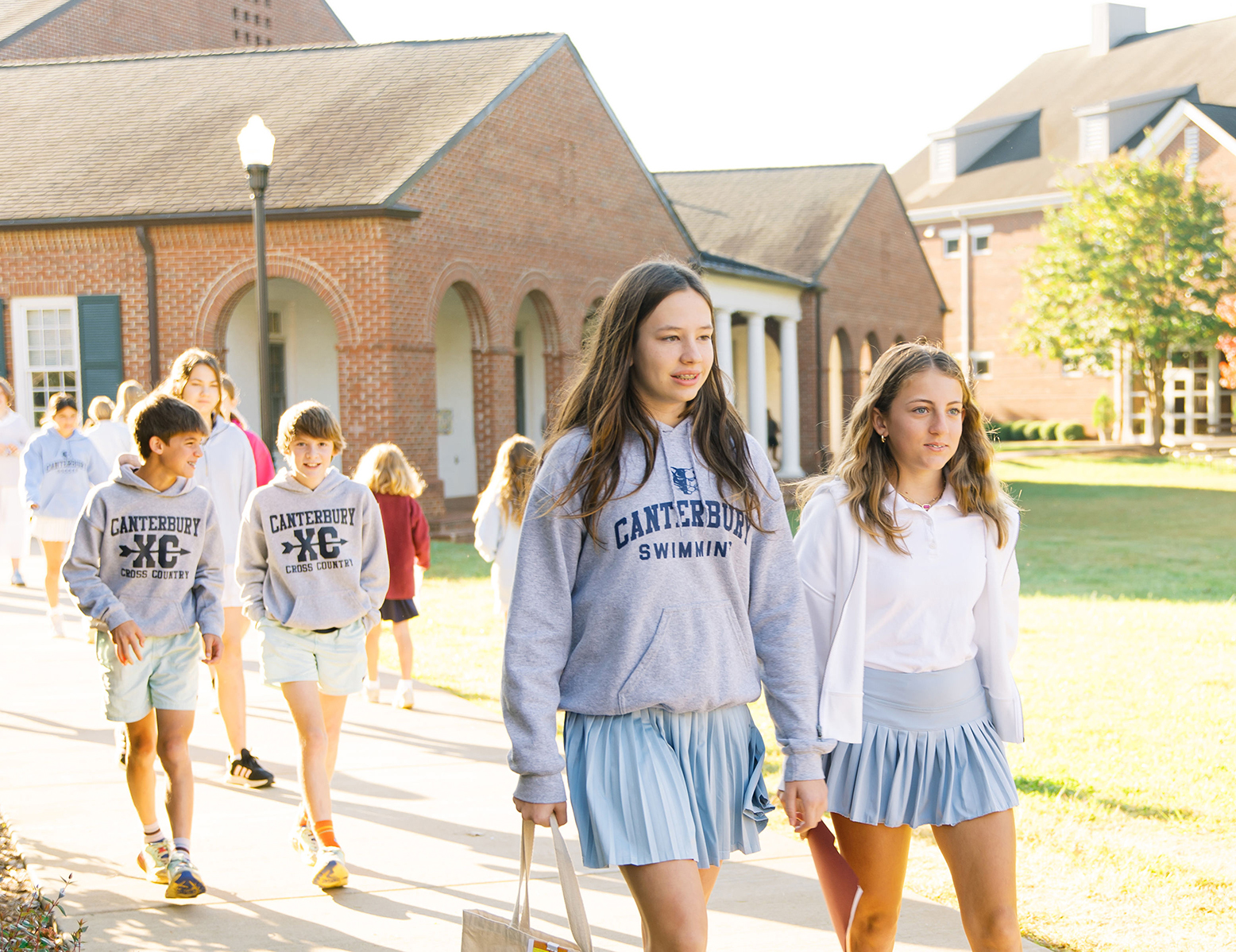 Students walking on Canterbury campus